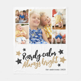 フォトコラージュ数々のファミリーモノグラム フリースブランケット