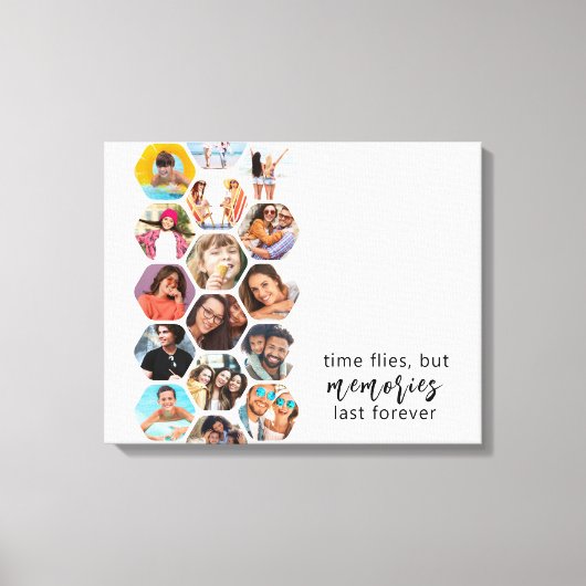 フォトコラージュ数々のメモリシンプルスクエア キャンバスプリント (正面)