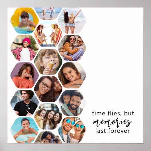 フォトコラージュ数々のメモリシンプルスクエア ポスター (正面)