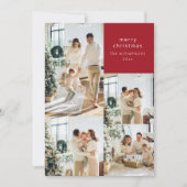 フォトコラージュ数々のレッドボーブルレトロクリスマス シーズンカード (正面)