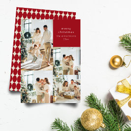 フォトコラージュ数々のレッドボーブルレトロクリスマス シーズンカード