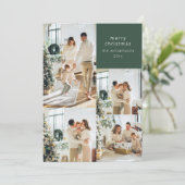 フォトコラージュ数々のレトログリーンクリスマスフローラ シーズンカード (スタンド正面)