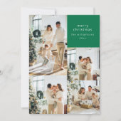 フォトコラージュ数々のレトログリーンパターンクリスマス シーズンカード (正面)
