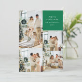 フォトコラージュ数々のレトログリーンパターンクリスマス シーズンカード (スタンド正面)