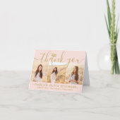 フォトコラージュ新しいアドレス赤面と金ゴールド卒業 サンキューカード (正面)