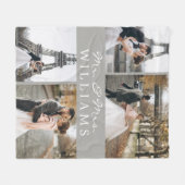 フォトコラージュ新婚モノグラムグレイさん フリースブランケット (正面(横))