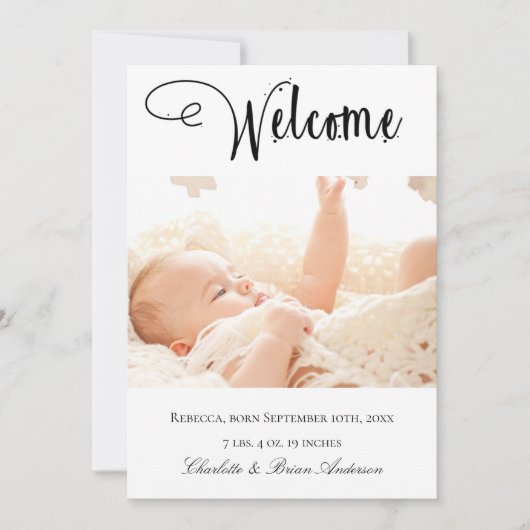 フォトコラージュ新生児ウェルカム誕生 案内状 (正面)