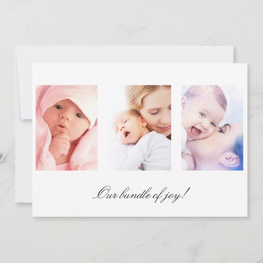 フォトコラージュ新生児ウェルカム誕生 案内状 (裏面)