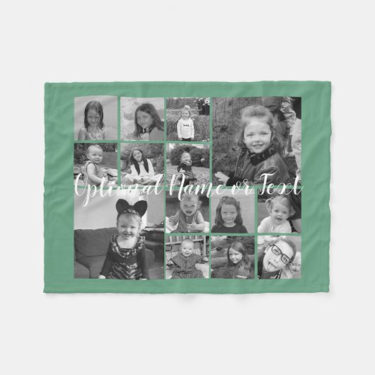 フォトコラージュ最大14枚の写真がカラーを編集できる フリースブランケット (正面(横))