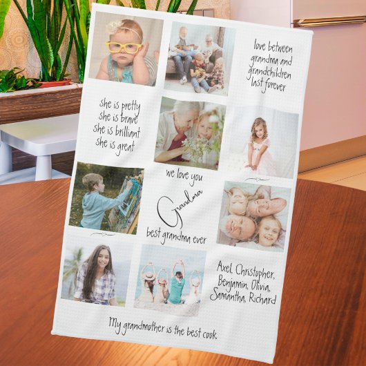 フォトコラージュ最高のおばあちゃんモダンおばあちゃん日 キッチンタオル