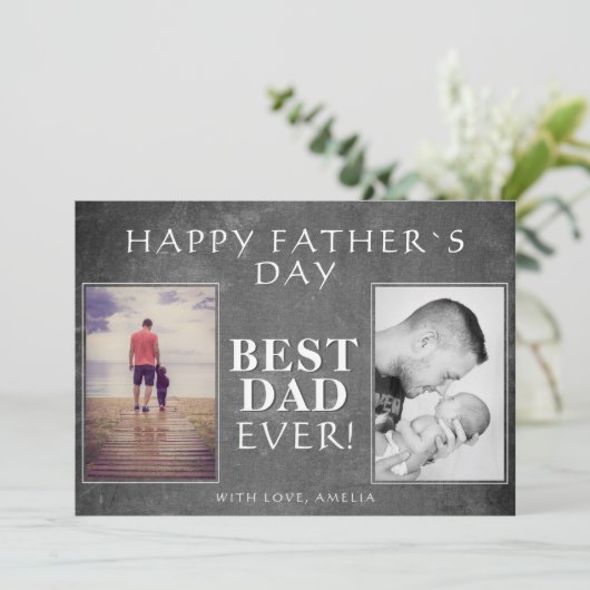 フォトコラージュ最高のチョークボードパパ父の日 カード (スタンド正面)