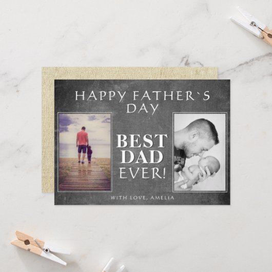 フォトコラージュ最高のチョークボードパパ父の日 カード (正面/裏面インサイチュ)