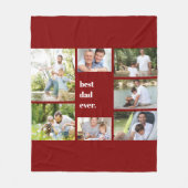 フォトコラージュ最高のパパエバーマルーン フリースブランケット (正面)
