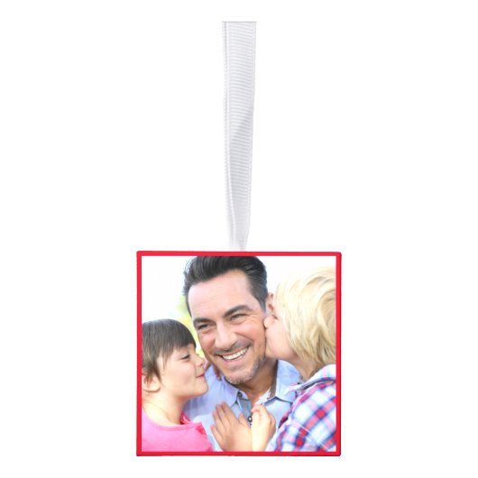 フォトコラージュ最高のパパエバーレッドパーソナライズされた キューブオーナメント (右)