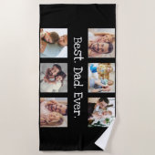 フォトコラージュ最高のパパエバー白黒記念 ビーチタオル (正面)