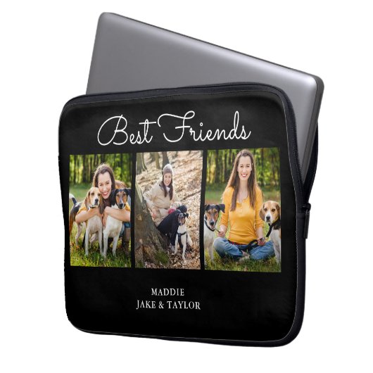 フォトコラージュ最高のフレンズエレクトロニクスバッグ ラップトップスリーブ (正面左)