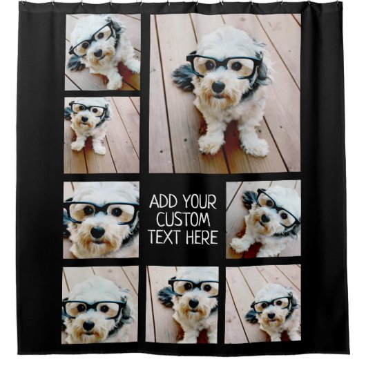 フォトコラージュ最高の年8 - – ブラック編集が可能 シャワーカーテン (正面)