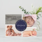 フォトコラージュ木材ニュートラル誕生発表 招待状 (スタンド正面)