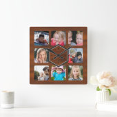 フォトコラージュ木目パターン8 スクエア壁時計 (ホーム)