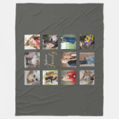 フォトコラージュ毛布シルバーグレーと文字 フリースブランケット (正面)