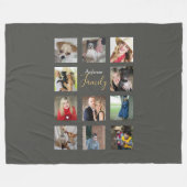 フォトコラージュ毛布シルバーグレーと文字 フリースブランケット (正面(横))