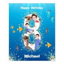 フォトコラージュ海の下の大きな8誕生日