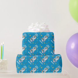 フォトコラージュ海の下の大きな8誕生日 ラッピングペーパー