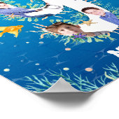 フォトコラージュ海の下の大きな9誕生日 ポスター (角)