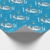 フォトコラージュ海の下の大きな9誕生日 ラッピングペーパー (角)
