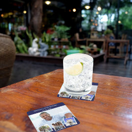 フォトコラージュ海軍ブルー誕生日パーティー スクエアペーパーコースター