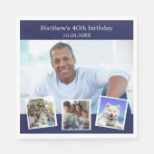 フォトコラージュ海軍ブルー誕生日パーティー スタンダードランチョンナプキン (正面)
