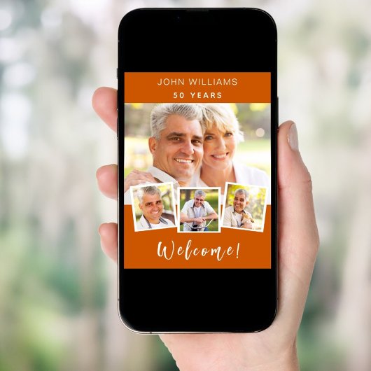 フォトコラージュ焼きオレンジの誕生日パーティーへようこそ ポスター