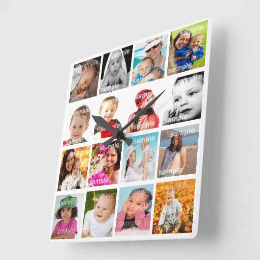 フォトコラージュ独自のDIYを作成 スクエア壁時計 (傾斜)