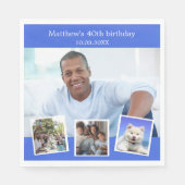 フォトコラージュ王室のブルー誕生日パーティー スタンダードランチョンナプキン (正面)