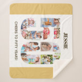 フォトコラージュ番号50ニュートラル50誕生日 シェルパブランケット (正面)