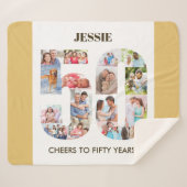 フォトコラージュ番号50ニュートラル50誕生日 シェルパブランケット (正面(横))