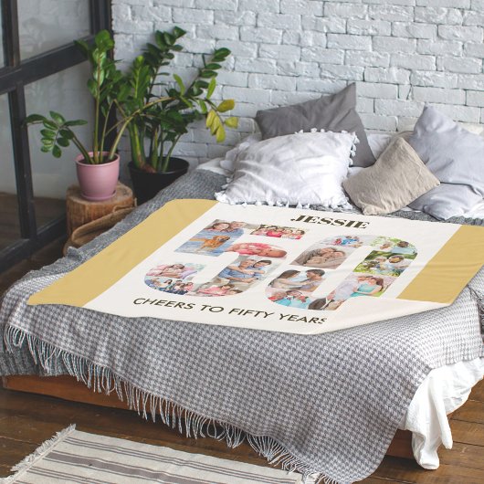 フォトコラージュ番号50ニュートラル50誕生日 シェルパブランケット