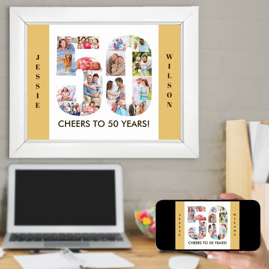 フォトコラージュ番号50ニュートラル50誕生日 ポスター