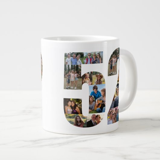 フォトコラージュ番号52 - 52誕生日 ジャンボコーヒーマグカップ (正面右)