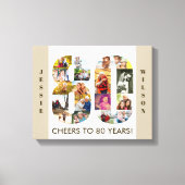 フォトコラージュ番号80ニュートラル80誕生日 キャンバスプリント (正面)