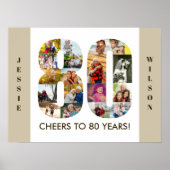 フォトコラージュ番号80ニュートラル80誕生日 ポスター (正面)