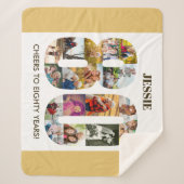 フォトコラージュ番号80ベージュ80誕生日 シェルパブランケット (正面)