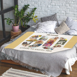 フォトコラージュ番号80ベージュ80誕生日 シェルパブランケット