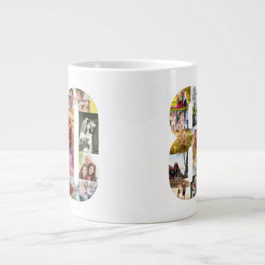 フォトコラージュ番号80 - 80誕生日 ジャンボコーヒーマグカップ (正面)