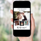 フォトコラージュ白い誕生日パーティーへようこそ ポスター