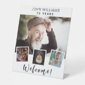 フォトコラージュ白い誕生日パーティーへようこそ 台座サイン (正面)