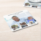 フォトコラージュ白い誕生日パーティー スクエアペーパーコースター (アングル)