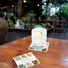 フォトコラージュ白い誕生日パーティー スクエアペーパーコースター