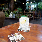 フォトコラージュ白い誕生日パーティー スクエアペーパーコースター