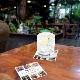 フォトコラージュ白い誕生日パーティー スクエアペーパーコースター